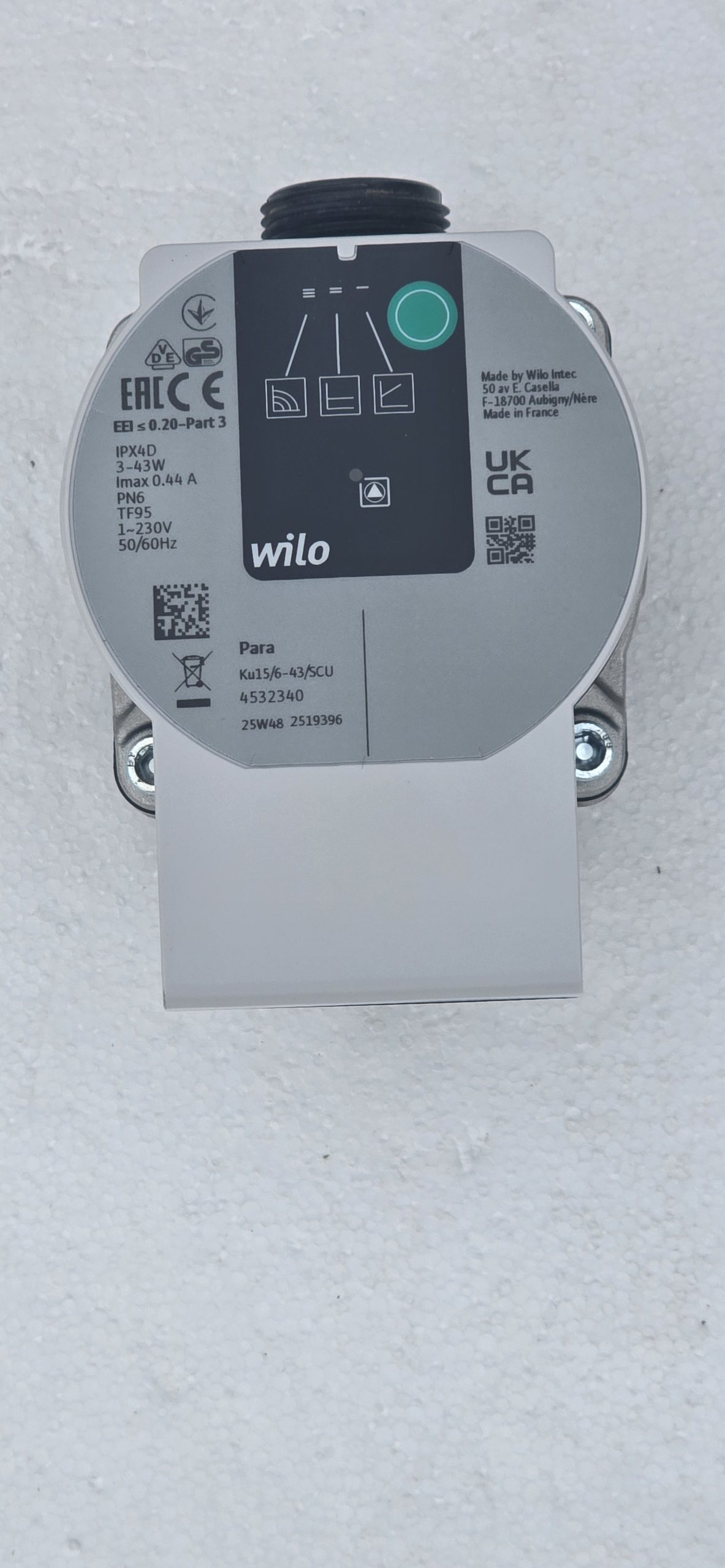 Wilo Para KU energiezuinige circulatiepomp 15/6-43/SCU